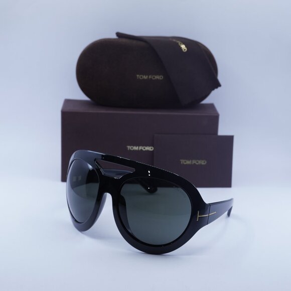 Tom Ford Serena-02 FT0886 01A Round Sunglasses - Black/Smoke - Picture 1 of 10